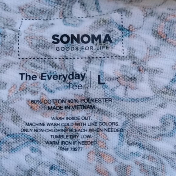 Sonoma Size LARGE The Everyday Tee Sparkling V NECK  Floral Long Sleeve Top - Picture 5 of 5
